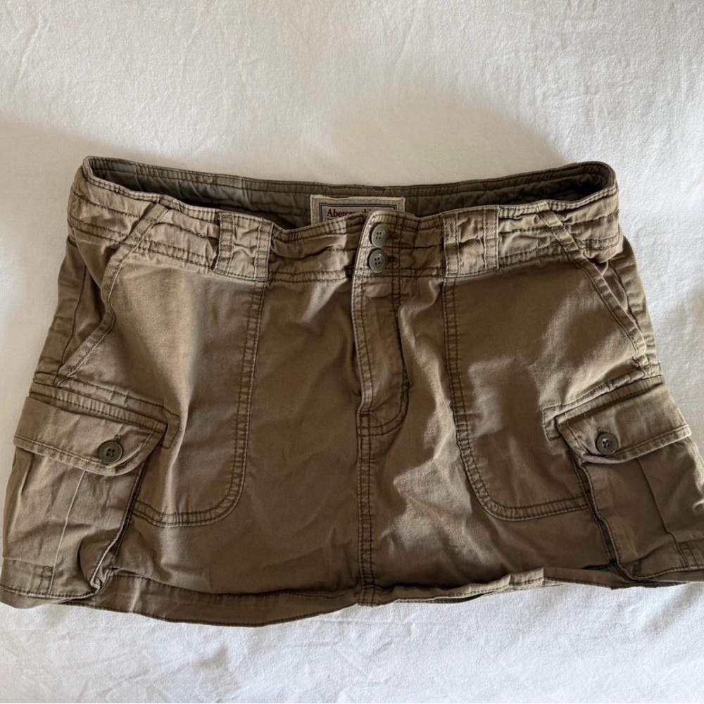 Abercrombie & Fitch Olive Green Cargo Skirt with Drawstring Waist